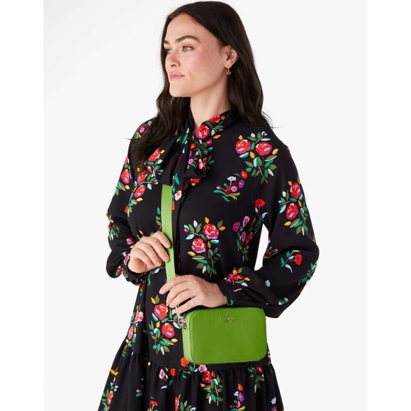 New Kate Spade Madison Mini Camera Bag Saffiano Leather Turtle Green - Picture 3 of 5